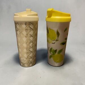 kate spade Cream Pattern &  Lemon Travel Tumbler Set